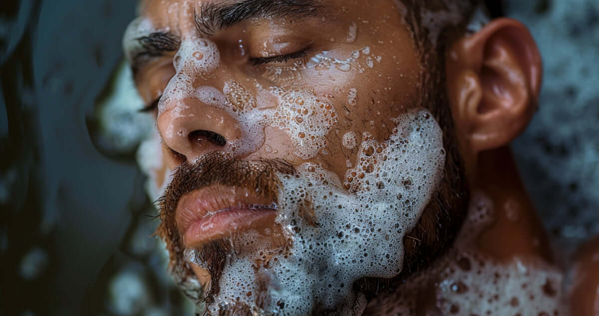 A man cleaning his face