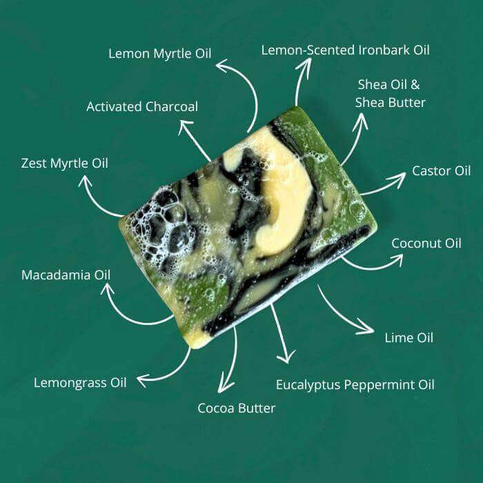 Wulf Body Bar - Comparison image highlighting the benefits of the Zest Bright moisturising soap bar versus regular soaps for hydration and freshness.