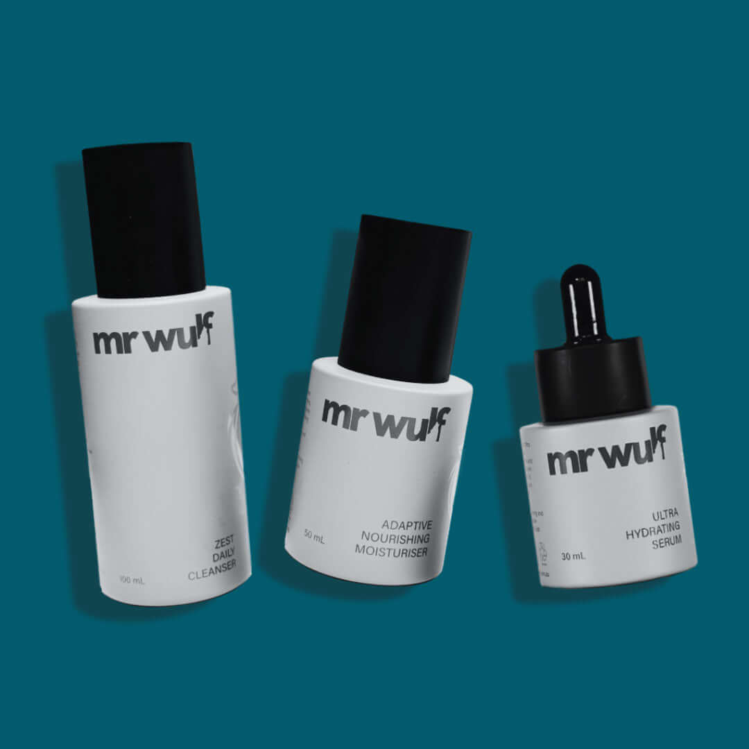 The Wulf Pack products on a blue background