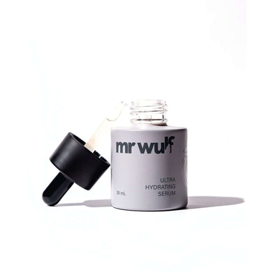 Ultra Hydrating Face Serum for Men by Mr WULF in a dropper bottle for firm and smooth skin.