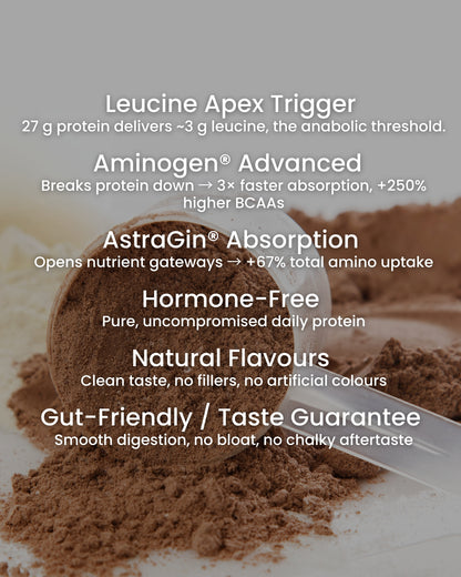 WPI Elite protein supplement features Leucine Apex Trigger, Aminogen Adanced, and Gut-Friendly qualities