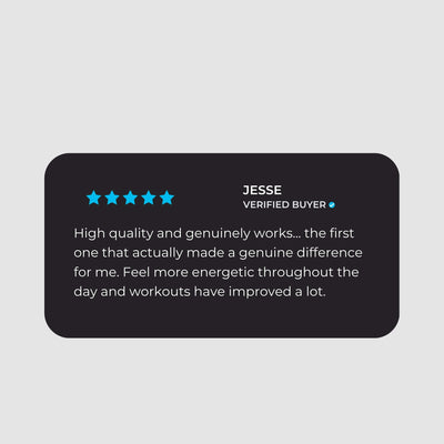Customer review of The Performance Stack for Men praising its quality and effectiveness, saying it improved energy and workouts.