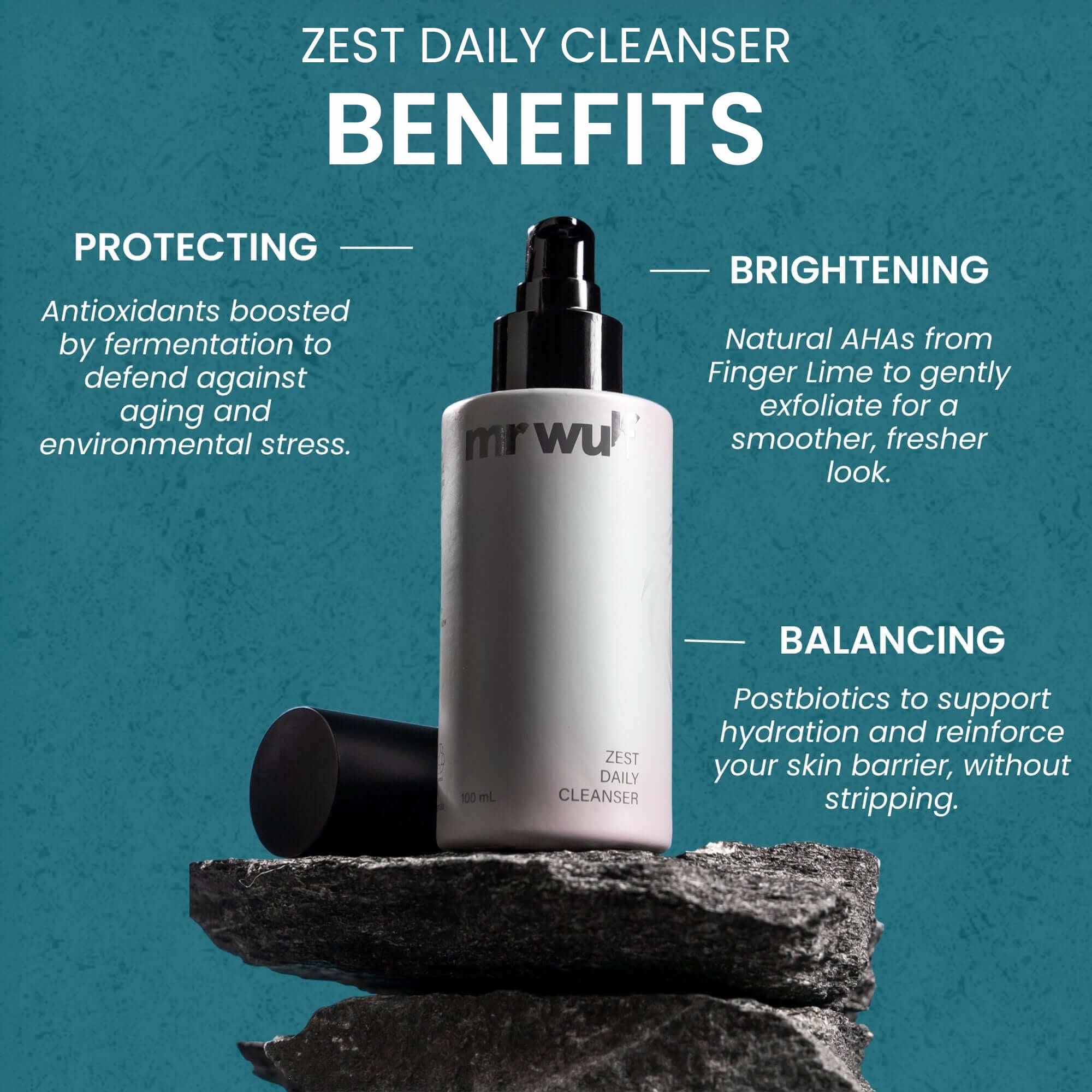 Zest Daily Face Cleanser for Men - Postbiotic Face Wash